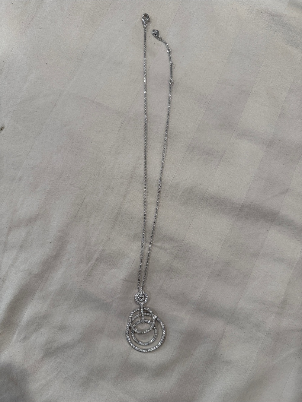 Swarovski Silver Crystal Triple Ring Pendant Necklace